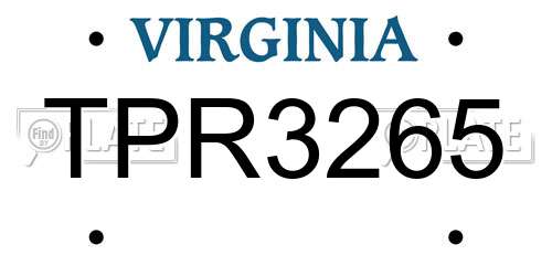 TPR3265 Virginia License Plate