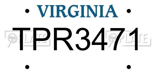 TPR3471 Virginia License Plate