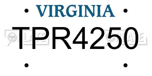 TPR4250 Virginia License Plate