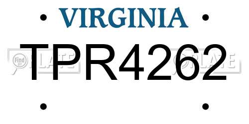 TPR4262 Virginia License Plate