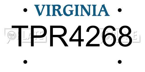 TPR4268 Virginia License Plate
