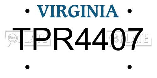 TPR4407 Virginia License Plate