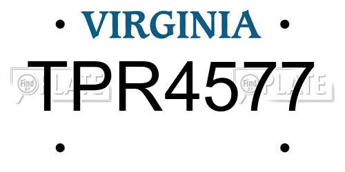 TPR4577 Virginia License Plate