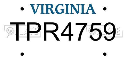 TPR4759 Virginia License Plate