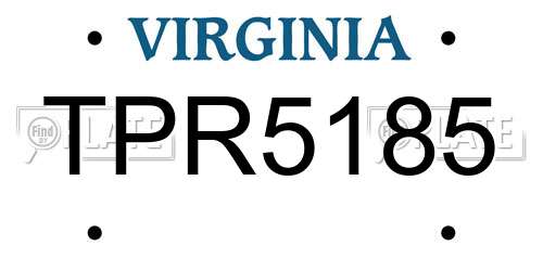TPR5185 Virginia License Plate