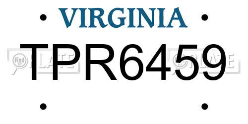 TPR6459 Virginia License Plate