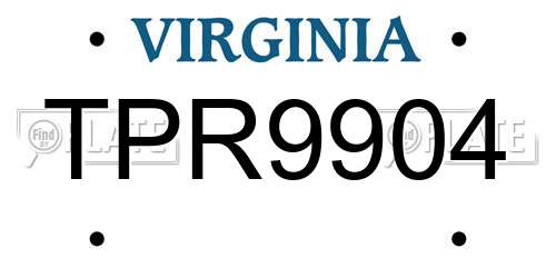 TPR9904 Virginia License Plate