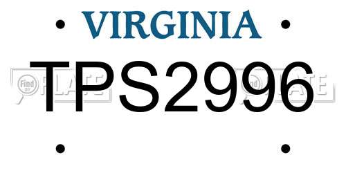 TPS2996 Virginia License Plate