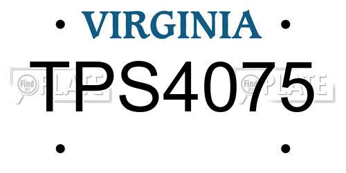 TPS4075 Virginia License Plate
