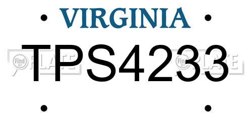 TPS4233 Virginia License Plate