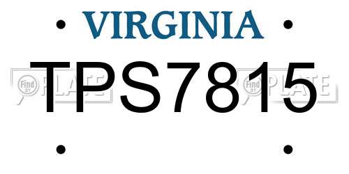 TPS7815 Virginia License Plate