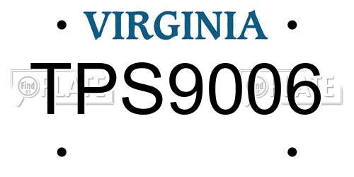 TPS9006 Virginia License Plate