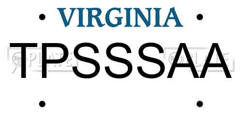 TPSSSAA Virginia License Plate