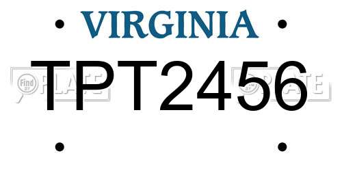 TPT2456 Virginia License Plate
