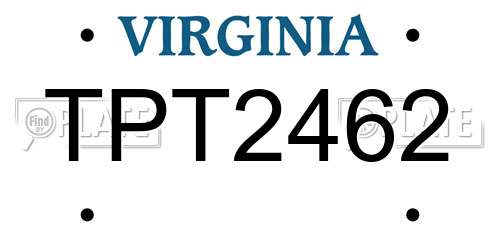 TPT2462 Virginia License Plate