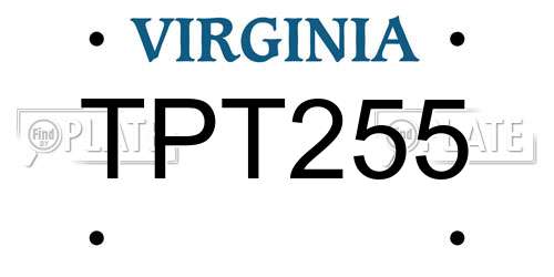 TPT255 Virginia License Plate