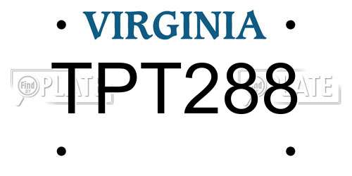 TPT288 Virginia License Plate