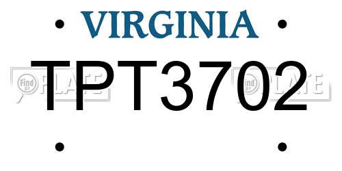 TPT3702 Virginia License Plate
