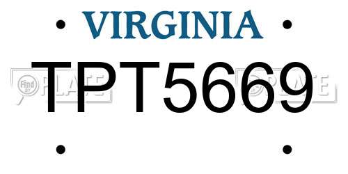 TPT5669 Virginia License Plate
