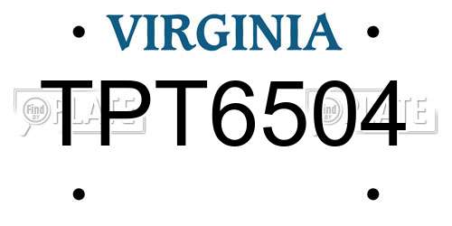 TPT6504 Virginia License Plate