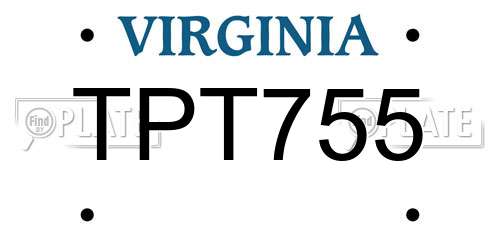 TPT755 Virginia License Plate