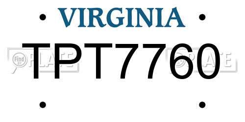 TPT7760 Virginia License Plate