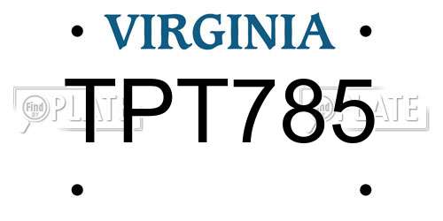 TPT785 Virginia License Plate