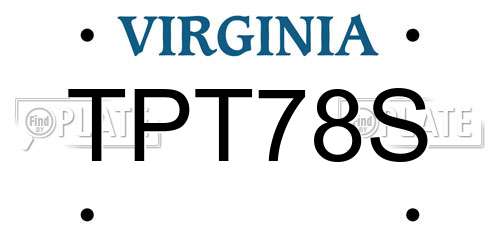 TPT78S Virginia License Plate