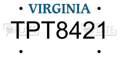 TPT8421 Virginia License Plate