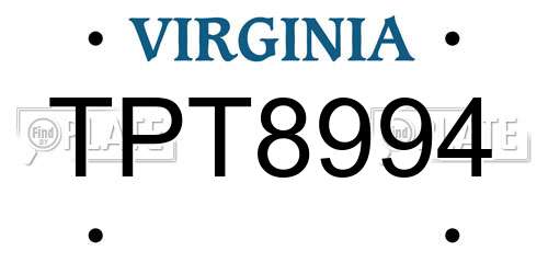 TPT8994 Virginia License Plate