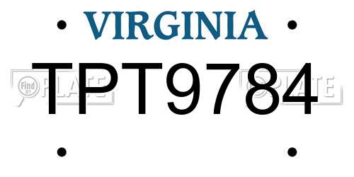 TPT9784 Virginia License Plate