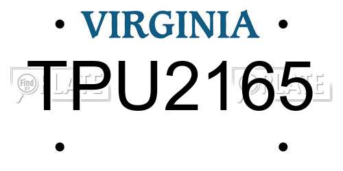 TPU2165 Virginia License Plate