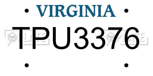TPU3376 Virginia License Plate