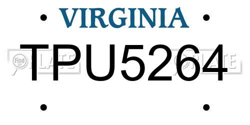 TPU5264 Virginia License Plate