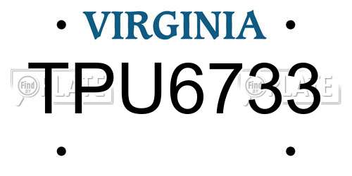 TPU6733 Virginia License Plate
