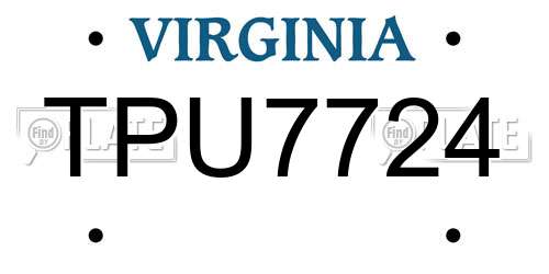TPU7724 Virginia License Plate