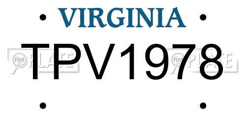 TPV1978 Virginia License Plate