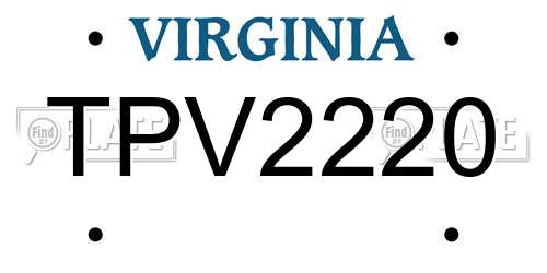 TPV2220 Virginia License Plate