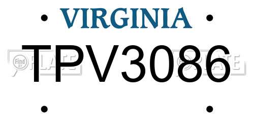 TPV3086 Virginia License Plate