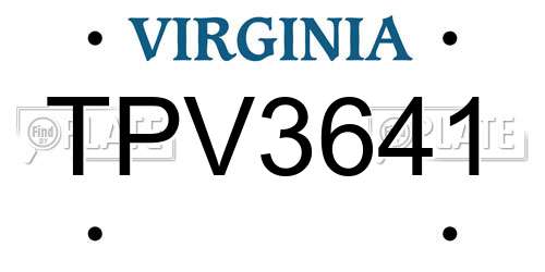 TPV3641 Virginia License Plate