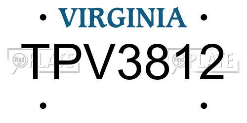 TPV3812 Virginia License Plate