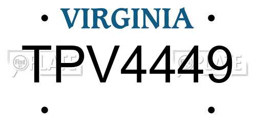TPV4449 Virginia License Plate