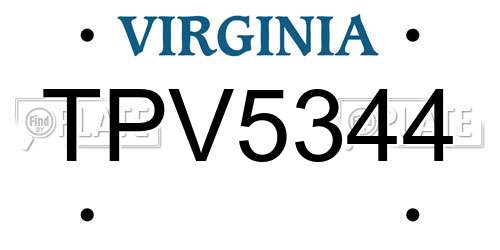 TPV5344 Virginia License Plate