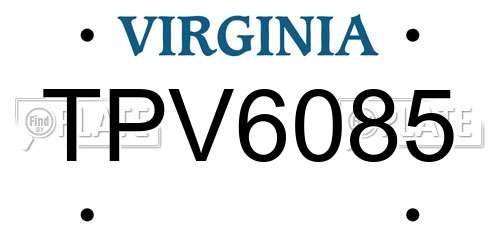 TPV6085 Virginia License Plate