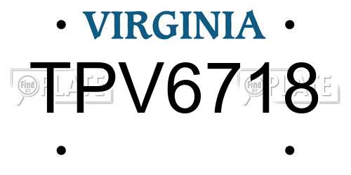 TPV6718 Virginia License Plate