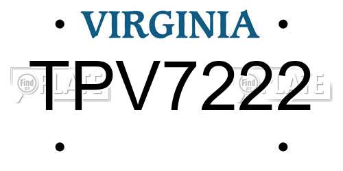 TPV7222 Virginia License Plate