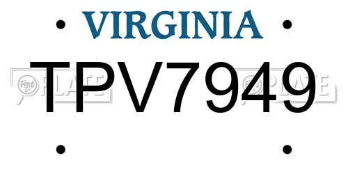 TPV7949 Virginia License Plate