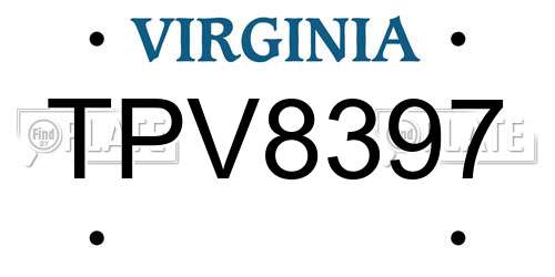 TPV8397 Virginia License Plate