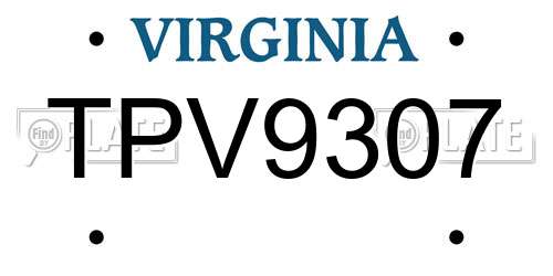 TPV9307 Virginia License Plate