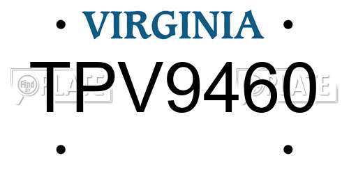 TPV9460 Virginia License Plate